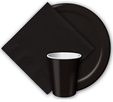 Haza Uni kleur tafel servetten - zwart - 40x stuks - 33 x 33 cm - Papier