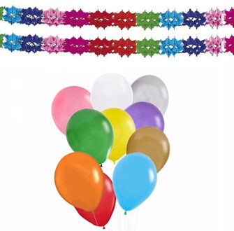 Haza Verjaardag versiering set - 2x slingers en 100x party ballonnen