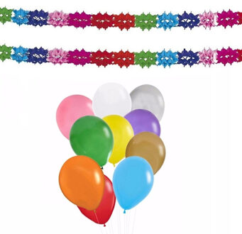 Haza Verjaardag versiering set - 2x slingers en 50x party ballonnen