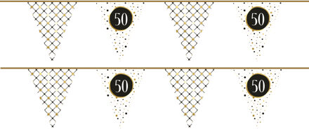 Haza Vlaggenlijn - 2x - 50 jaar verjaardag versiering - leeftijd - vlaggetjes slinger - 6 meter