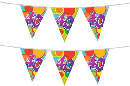Haza Vlaggenlijn - 2x stuks - 40 jaar - leeftijd slinger - verjaardag versiering - 10 meter