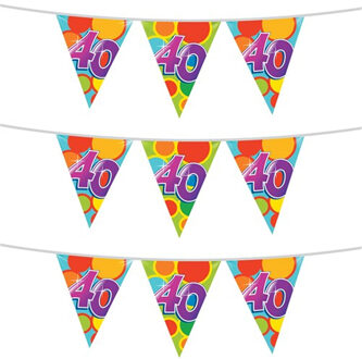 Haza Vlaggenlijn - 3x stuks - 40 jaar - leeftijd slinger - verjaardag versiering - 10 meter