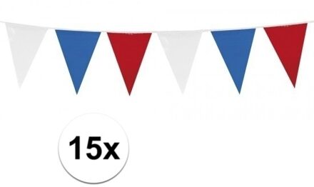 Haza vlaggenlijnen Nederland - 15x - rood-wit-blauw - 10 meter - binnen en buiten