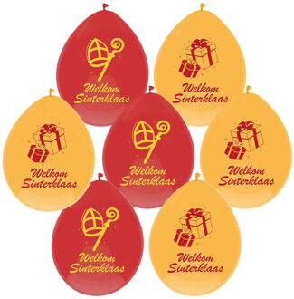 Haza Welkom Sinterklaas ballonnen - 30x stuks - geel/rood - Sint versiering
