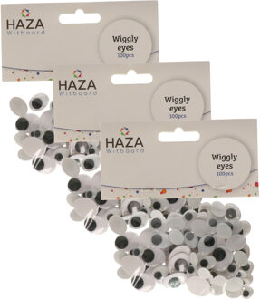 Haza Wiebelogen/oogjes - wit/zwart - 300x stuks - knutselen / hobby plak oogjes