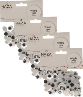 Haza Wiebelogen/oogjes - wit/zwart - 400x stuks - knutselen / hobby plak oogjes