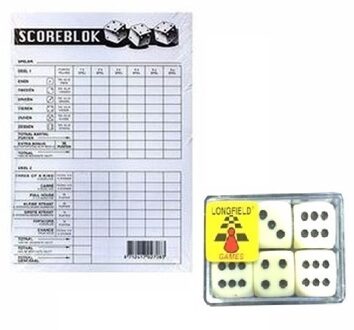 Haza Yahtzee scoreblokken - met 6 dobbelstenen - bobbelen - speelgoed Multi