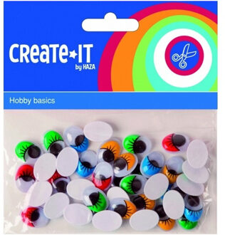 Haza Zelfklevende wiebelogen met gekleurde wimper 40 stuks