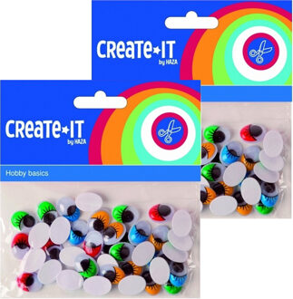 Haza Zelfklevende wiebelogen met gekleurde wimper - 80x stuks - knutselen