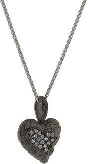 'Hazel' Dames 925 Sterling Zilveren Ketting met Hangertje - Zwart ZH-7082/2