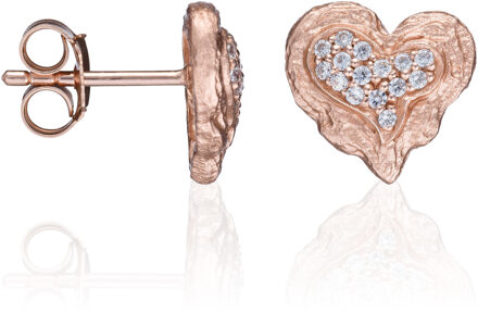 'Hazel' Dames 925 Sterling Zilveren Set: Ketting-Hanger + Oorbellen - Roze SET-7082/1 Rosé