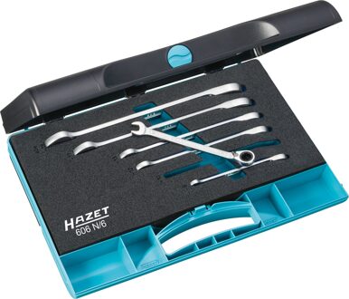 Hazet 606N/6 Steek-ringsleutelratelset 6-delig 8 - 19 mm