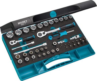 Hazet 882-1 Dopsleutelset Metrisch 5/16 (8 mm), 1/4 (6.3 mm), 3/8 (10 mm) 46-delig