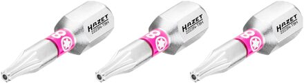 Hazet Bit 2223N-T8H/3 · 1/4 inch (6,3 mm) zeskant massief · Tamper resistant TORX®-profiel · 3-delig · SW T8H