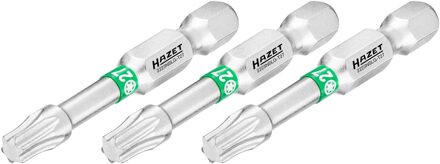 Hazet Bit 2223NSLG-T27/3 · 1/4 inch (6,3 mm) zeskant massief · Binnen-TORX®-profiel · 3-delig · SW T27