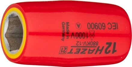 Hazet Dopsleutel · geïsoleerd 880KV-12 · 3/8 inch (10 mm) vierkant hol · Buiten-zeskant-tractieprofiel · SW 12 mm