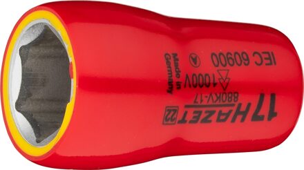 Hazet Dopsleutel · geïsoleerd 880KV-17 · 3/8 inch (10 mm) vierkant hol · Buiten-zeskant-tractieprofiel · SW 17 mm