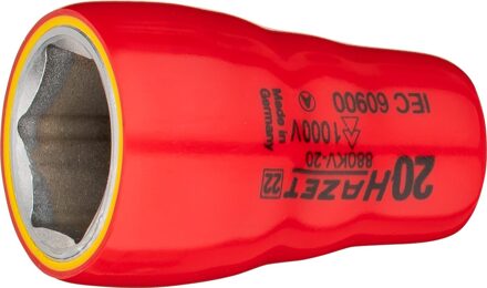 Hazet Dopsleutel · geïsoleerd 880KV-20 · 3/8 inch (10 mm) vierkant hol · Buiten-zeskant-tractieprofiel · SW 20 mm