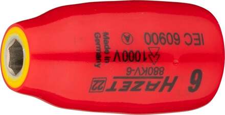 Hazet Dopsleutel · geïsoleerd 880KV-6 · 3/8 inch (10 mm) vierkant hol · Buiten-zeskant-tractieprofiel · SW 6 mm