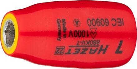 Hazet Dopsleutel · geïsoleerd 880KV-7 · 3/8 inch (10 mm) vierkant hol · Buiten-zeskant-tractieprofiel · SW 7 mm