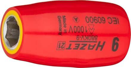 Hazet Dopsleutel · geïsoleerd 880KV-9 · 3/8 inch (10 mm) vierkant hol · Buiten-zeskant-tractieprofiel · SW 9 mm