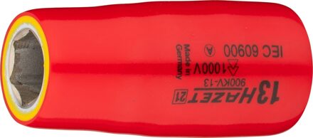 Hazet Dopsleutel · geïsoleerd 900KV-13 · 1/2 inch (12,5 mm) vierkant hol · Buiten-zeskant-tractieprofiel · SW 13 mm
