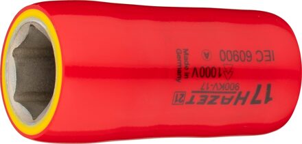 Hazet Dopsleutel · geïsoleerd 900KV-17 · 1/2 inch (12,5 mm) vierkant hol · Buiten-zeskant-tractieprofiel · SW 17 mm