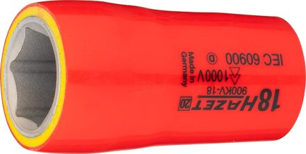 Hazet Dopsleutel · geïsoleerd 900KV-18 · 1/2 inch (12,5 mm) vierkant hol · Buiten-zeskant-tractieprofiel · SW 18 mm