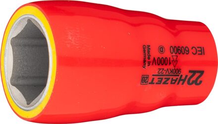 Hazet Dopsleutel · geïsoleerd 900KV-22 · 1/2 inch (12,5 mm) vierkant hol · Buiten-zeskant-tractieprofiel · SW 22 mm