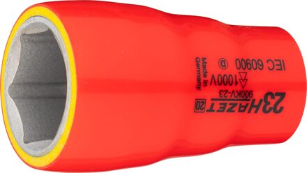 Hazet Dopsleutel · geïsoleerd 900KV-23 · 1/2 inch (12,5 mm) vierkant hol · Buiten-zeskant-tractieprofiel · SW 23 mm