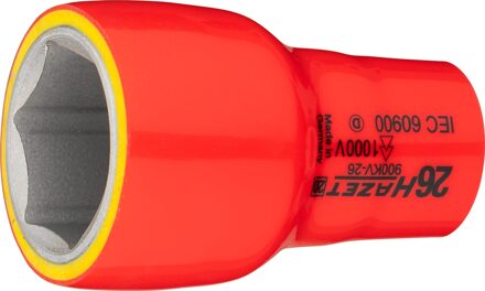 Hazet Dopsleutel · geïsoleerd 900KV-26 · 1/2 inch (12,5 mm) vierkant hol · Buiten-zeskant-tractieprofiel · SW 26 mm
