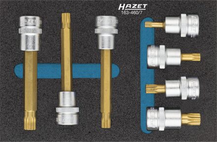 Hazet Dopsleutelbitset 163-460/7 - 3/8 inch (10 mm) vierkant hol - Binnenveeltandprofiel XZN - 7-delig - M5 - M10