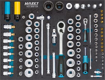 Hazet Dopsleutelset | 1/4 inch (6,3 mm) vierkant hol, 1/2 inch (12,5 mm) vierkant hol, 3/4 inch (20 mm) vierkant massief |