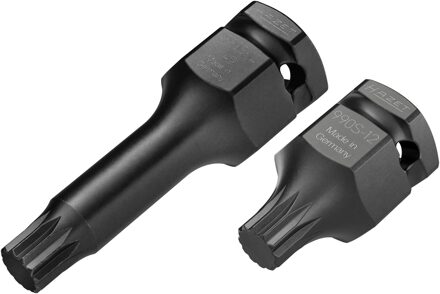 Hazet Krachtdopsleutelbitset 990S-12/2 · 3/4 inch (20 mm) vierkant hol, 1/2 inch (12,5 mm) vierkant hol, 24 mm buitenzeskant · Binnenveeltandprofiel