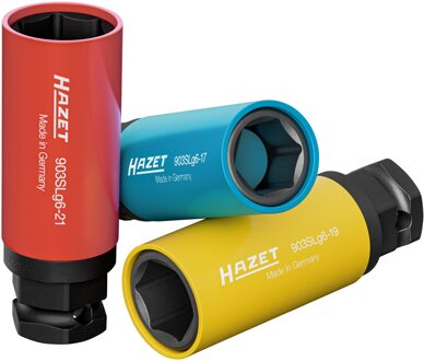 Hazet Krachtdopsleutelset 903SLG6/3 · 1/2 inch (12,5 mm) vierkant hol, 24 mm buitenzeskant · Buiten-zeskant-tractieprofiel · 3-delig · 17 · 19 · 21