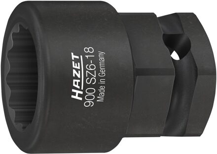 Hazet Krukasdopsleutel 900SZ6-18 · 1/2 inch (12,5 mm) vierkant hol, 24 mm buitenzeskant · Buitentwaalfkant tractieprofiel · SW 18 mm