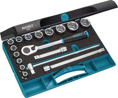 Hazet Set dopsleutels CV. | 17-delig | 1/2 inch | 10-32mm | voor 4-kant drive in kunststof cassette | 4000820598