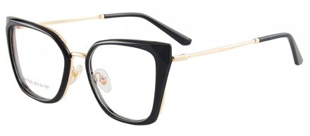 Hbk Vintage Cat Eye Clear Bril Voor Vrouwen Mannen Optische Brillen Frame Transparante Lens Spektakel Unisex Anti Blauw Licht UV400 C1 zwart