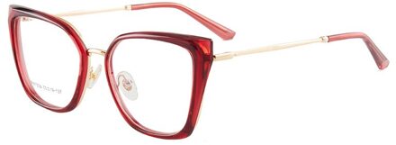 Hbk Vintage Cat Eye Clear Bril Voor Vrouwen Mannen Optische Brillen Frame Transparante Lens Spektakel Unisex Anti Blauw Licht UV400 C4 rood