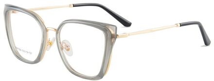 Hbk Vintage Cat Eye Clear Bril Voor Vrouwen Mannen Optische Brillen Frame Transparante Lens Spektakel Unisex Anti Blauw Licht UV400 C5 grijs