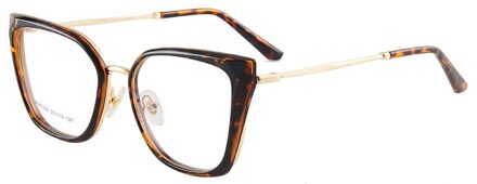 Hbk Vintage Cat Eye Clear Bril Voor Vrouwen Mannen Optische Brillen Frame Transparante Lens Spektakel Unisex Anti Blauw Licht UV400 C6 luipaard