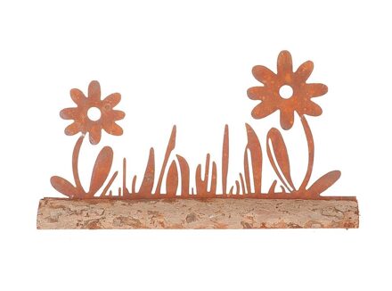 HBX natural living Beeld Bloemen 29,5cm metaal roestkleur bruin