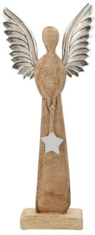 HBX natural living Beeld Engel Mangohout 12x6x34cm bruin