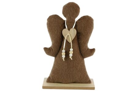 HBX natural living Beeld Engel textiel 15,5x6x25,5cm bruin