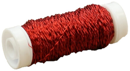 HBX natural living Binddraad/wikkeldraad- rood - op rol - 35 mtr - bouillon - metaal draad - hobbydraad