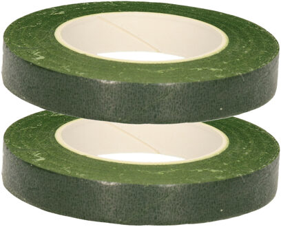 HBX natural living Bloementape - 2x - groen - zelfklevend - 27m x 1cm - bloemendraad/bloemistentape