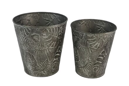 HBX natural living Bloempot Floresta zink set van 2 grijs