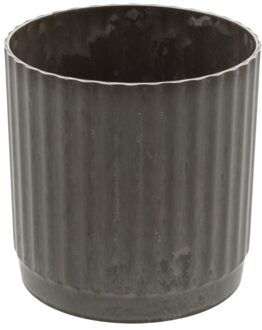HBX natural living Bloempot Melamine ribbel dia14x15,5cm grijs