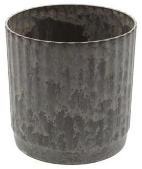 HBX natural living Bloempot Melamine ribbel dia17x18cm grijs