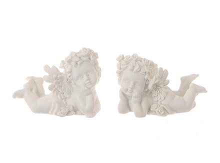 HBX natural living Deco engel 7x4x5,5cm wit verschillende